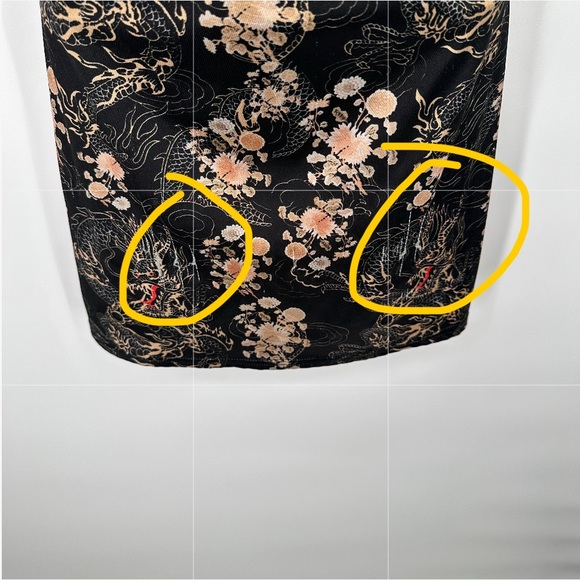 Urban Outfitters Dragon Print Black and Gold Dress Adjustable Straps Bodycon - Picture 14 of 14